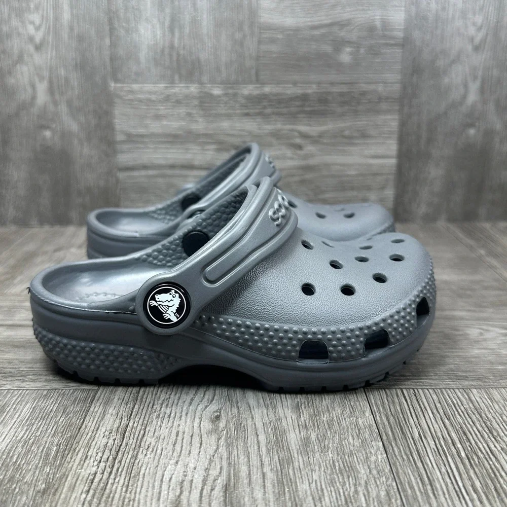 Crocs Clogs Kids Size C8 Slate Grey Slip On Lightweight Water Shoes NEW